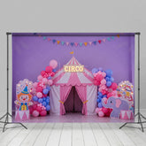 Aperturee - Aperturee Pink Purple Circo Circus Cake Smash Photo Backdrop